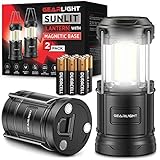 GearLight Camping Lantern - 2 Portable, LED Battery Powered Lamp Lights, Magnetic Base and Foldable Hook for Emergency Use or Campsites - Stocking Stuffer Gifts for Men