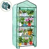 Ohuhu Mini Greenhouse for Indoor Outdoor, Small Plastic Plant Green House 4-Tier Rack Stand Portable Greenhouses with Durable PE Cover for Seedling, 2.5x1.6x5.2 FT, Ideal Gardening Gifts for Women Men