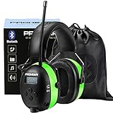 PROHEAR 033 Upgraded 5.3 Bluetooth Hearing Protection AM FM Radio Headphones, Noise Reduction Safety Earmuffs with Rechargeable 2000 mAH Battery, Ear Protector for Mowing Lawn Work - Green