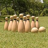 NI-ROU Outdoor Giant Lawn Bowling Games Wooden Lawn Set Fun Sports Games Outside or Indoor for Family Adults and Kids Backyard Skittles Carrying Bag with 10 Pins and 2 Balls