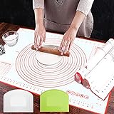 TANGN Pastry Mat Large Silicone Baking for Rolling Out Dough, Fondant Dough Kneading Cutting Non Stick Slip, Pie Bread Cookie BPA Free with Measurements, Red (20 x 28 inch) (BM-001)