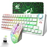 FELICON 2.4G Wireless Mini Gaming Keyboard and Mouse Combo, RGB Backlit TKL Mechanical Feel Keyboard and 7 Color Crack Illuminate Mouse, Mouse Pad for Windows, Computer, Desktop, PC, Notebook