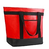 CIVJET Insulated Reusable Tote Bag for Grocery Shopping for Women, Pizza/Food Delivery Bag to Keep Food Cold/Hot for Uber Eats/Doordash/Grubub, Cooler bags for Travel/Beach/Picnic, Red