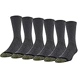GOLDTOE Men's 656S Cotton Crew Athletic Socks, Multipairs, Grey/Black Work (6-Pairs), Large