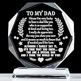 YWHL To My Dad Gifts from Daughter Son, Birthday Gifts for Dad Who Wants Nothing, Father's Day Gifts, Laser Engraving Glass Keepsake, Meaningful Present for Father on Thanksgiving Christmas