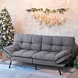 MUUEGM Futon Sofa Bed, Memory Foam Futon, Convertible Futon Couch, Sofa Bed Couch,Modern Loveseat Sofa,Comfy Sleeper Sofa for Compact Space,Apartment, Living Room,Easy Assemble,Grey