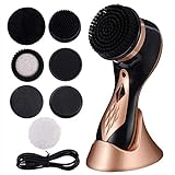 Electric Shoe Polisher Mini Portable Handheld Electric Shoe Brush Shoe Shine Rechargeable Dust Cleaner Leather Care Kit with 7pcs Brush Heads (Golden)