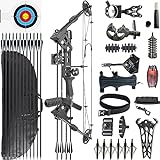 CENWTY Archery Compound Bow Set 20-70 LBS, Draw Length 24'-30', up to IBO 320 fps, Hunting Compound Bow with All Accessories for Archery Hunting Target Shooting Practice LRT (Black Left-Handed)