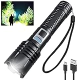 Zavuxo Rechargeable LED Flashlights high lumens,100000 Lumens Super Bright Tactical Flashlights,Waterproof Handheld Flashlight with 5 Mode,Built-in Battery,Zoomable for Emergencies Camping