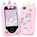 Kids Phone for Girls Toys, Unicorns Gifts for 3-10 Year Old Girls Boys Christmas Birthday Kids Toys, Touchscreen Toddler Learning Cell Toy Phone with Dual Camera, Game, Music Player, 8G SD Card (Pink)
