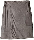 DII Men's Terry Shower Wrap Collection Adjustable with Velcro and Pocket, 54x20, Gray