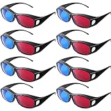8 Pieces 3D Movie Game Glasses 3D Style Glasses for 3D Movies Games Light Simple Design 3D Viewing Glasses Anaglyph Glasses (Red and Blue)