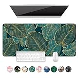 Auhoahsil Desk Mat, Ultra Large Mouse Pad, XXL Gaming Mousepad, Green Tropical Leaves Desk Pad, Big Extended Full Size Mouse Pad, Desktop Desk Matt for Keyboard, Laptop & Computer, 35.5 x 15.7 in