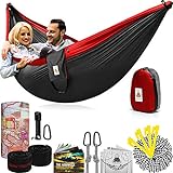 Lazy Monk 2 Person Hammock w/Tree Straps | Portable Foldable Parachute Double Hamock Outdoor, Travel, Camping | Hamaca para dos | Complete Two People Couple Patio Backyard Outside Hanging Swing Amaca