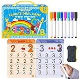 60 Pages Preschool Learning Activities Handwriting Practice Book for Kids, Educational Montessori Toys for 3 4 5 6 Year Old Kindergarten Learning Game Autism Materials Busy Book for Toddlers