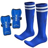 AIMISICAR Soccer Shin Guards Toddler Kids Youth, Shin Pads and Long Soccer Socks for 3-15 Years Old Boys and Girls for Football Games, Lightweight and Breathable Soccer Equipment, 1 Pack