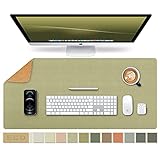 Large Natural Cork & Leather Desk Pad,eco Desk mat,Double-Sided Desk Protector ,Waterproof Keyboard pad ,Desk Mouse Pad for Office/Home/Gaming/Decor(Light Green,23.6'x 11.8' )