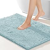 SONORO KATE Bathroom Rug,Non-Slip Bath Mat,Soft Cozy Shaggy Thick Bath Rugs for Bathroom,Plush Rugs for Bathtubs,Water Absorbent Rain Showers and Under The Sink (Spa Blue, 17'×24')