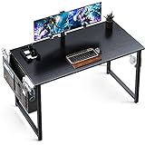 ODK Computer Writing Desk 39 inch, Sturdy Home Office Table, Work Desk with A Storage Bag and Headphone Hook, Black