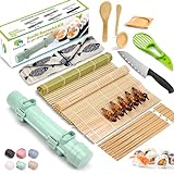 Sushi Making Kit, 22 in 1 Sushi Roller Maker Bazooker Kit with Bamboo Mats, Chef's Knife, Chopsticks, Sauce Dishes, Rice Spreader, Avocado Slicer for Beginners, Family, Friends, Home