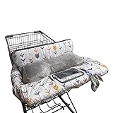 Shopping Cart Cover for Baby with Pillow- Minky Bolster Positioner and Cellphone Holder, High Chair Cover for Boy Girl,Infant Grocery Cart Cushion Liner with Pillow