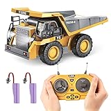 PREPOP RC Dump Truck Toy for Kids, Remote Control Construction Toys Vehicle with Metal Bed and Light/Music, Birthday Gifts Ideas for Boys Age 6 7 8 9 10 Year Old and up