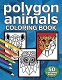 Polygon Animals Coloring Book: Polygonal Wild Life Easy to Color for Kids and Adults