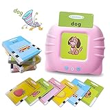 Talking Flash Cards Educational Toys - Talking Flashcards Learning Toys for Toddlers - Montessori Toys Flash Cards for Age 2 3 4 5 6-Pink