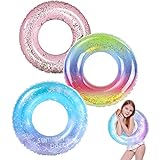 Inflatable Pool Floats 3 Pack Glitter Swim Rings for 2-5 Years Old Kids Pool Tubes Toys, Pool Floats Ring Toys Summer Beach Swimming Pool Floats Party Supplies for Girl Boy