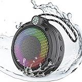 Waterproof Bluetooth Shower Speaker, Shower Radio Speaker, IPX7 Outdoor Wireless Bluetooth Speaker, Portable Radio with LED Lights, 8W & 24H Playtime, Perfect for Shower, Pool, Bike