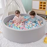 SHJADE Foam Ball Pit, 47.2'x 13.8' Large Ball Pits for Toddlers, Soft Round Kiddie Baby Playpen Ball Pool for Kids, Ideal Gift for Babies Indoor and Outdoor Game, Balls not Included (Grey)
