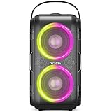 W-KING Bluetooth Speaker, Portable Wireless Outdoor Loud Bluetooth Speaker with 24H Play Time, Rich Bass, Huge 105dB Sound, Mixed Color LED Lights, TF Card, USB Playback, Big Speaker for Home, Party