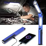 Work Light, Rechargeable LED Work Light 1500 Lumens, Portable Magnetic Work Light 180° Rotate 3 Modes, with 4 Magnetic Base and Hook Mechanic Light for Under Hood/Car Repairing/Inspection/Outdoor