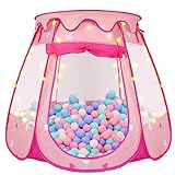Pop Up Princess Tent with Star Lights, ZUOSEN Toys for 1,2,3 Year Old Girl Birthday Gifts, Easy to Fold and Carry Kids Play Tent with Portable Bag,Suitable for Kids Ball Pit Girls Toys Indoor Outdoor