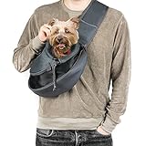 Kucehiup Dog Sling Carrier for Small Dogs Cat Carrier Breathable Mesh Hand-Free Bag(Fits Approximately 3 lbs to 6 lb Pets)(Black)