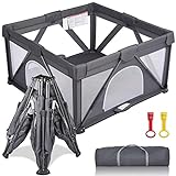 GENTEACO Baby Playpen 50'×50' Foldable Playpen for Babies and Toddlers Indoor & Outdoor Extra Large Play Pen Portable Baby Fence Play Yard Safety Kids Playpin (Darkgrey)