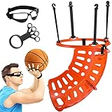Basketball Return Attachment Solo Training Equipment Set Include Portable 360 Degree Rotatable Basketball Shot Return System Basketball Dribble Glasses Shooting Aid Gift for Kids Youth Adults (Orange)