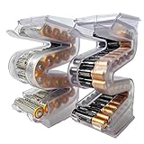 Battery Ladder (TM) Clear AA & AAA Combo Battery Holder/Storage - Vertical Organizer Case That Holds 28 AAA & 20 AA Batteries - Stackable, Expandable and Wall Mountable - Combo Pack