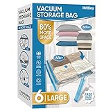 MattEasy Space Saver Vacuum Storage Bags, 6 Pack Large Space Saver Bags with Pump, Storage Vacuum Sealed Bags for Clothes, Comforters, Blankets, Bedding (Large)