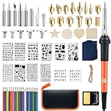 Fohil 120PCS Wood Burning Kit for Adults, Wood Burning Pen Tool Set with Adjustable Temperature 200~450 °C Switch Pyrography Wood Burner Pen for Embossing Carving Soldering