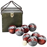 Franklin Sports Bocce Sets - Regulation Bocce Balls and Pallino - Beach and Lawn Bocce Set for Adults - Vintage