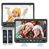 10.5' Dual Portable DVD Player, Arafuna Rechargable Car Screen Play A Same or Two Different Movies, Headrest for Car with 5-Hour Battery, Support USB/SD, Last Memory