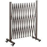 TECSPACE Aluminum Portable Barricade Gate with Casters,Expansion Size 126×15.2×40.6 inches ,Flexible Fence Mobile Barricade Safety Barrier,Pet Fence Gate Adjustable