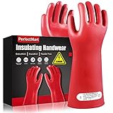 Insulating Gloves For High Voltage Electrical Work 1.8mm-Thickness Protective Gloves Cut & Stab Resistant 12kVAC/22kVDC Max Red Rubber Insulating Handwear For Lineworker Electricians
