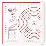 Silicone Pastry Mat Extra Large Non Slip with Measurement, Non Stick, Large and Thick, for Fondant, Rolling Dough, Pie Crust, Pizza and Cookies - BPA Free Easy Clean Kneading Matts,16' x 24', Red
