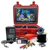 100FT/30M Portable Underwater Fishing Camera Video Fish Finder DVR Recording with Drop Protection Case 9' HD LCD Monitor 1200TVL Camera for Ice Lake Boat Fishing 24pcs Infrared and Cool LED Lights