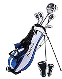 Precise Distinctive Right Handed Junior Golf Club Set for Age 9 to 12 (Height 4'4' to 5') Set Includes: Driver (15'), Hybrid Wood (22*), 2 Irons, Putter, Bonus Stand Bag & 2 Headcovers