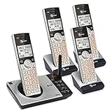 AT&T CL82407 DECT 6.0 4-Handset Cordless Phone for Home with Answering Machine, Call Blocking, Caller ID Announcer, Intercom and Long Range, Silver