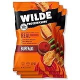 Buffalo Chicken Protein Chips by Wilde Chips, Thin and Crispy, High Protein, Keto Friendly, Made with Real Ingredients, 2.25oz Bag (3 Count)