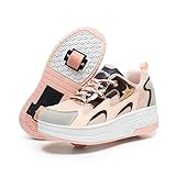 Wooowyet Retractable Roller Skate Shoes Sneakers with Wheels for Girls Kids Boys Wheeled Heel Footwear Zapatos Zapatillas Tenis Patines para Niñas Pink Big Kids 7